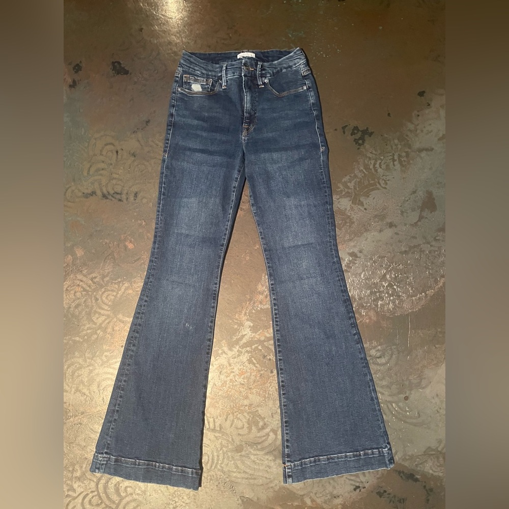 Good American Dark Blue Flare Jeans